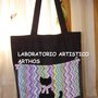 BORSA DA SPALLA IN TESSUTO CON GATTO NERO ARTIGIANALE IDEA REGALO DONNA