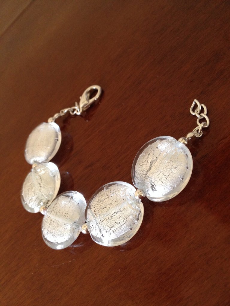 Bracelet Avec Perles Soufflées Et Perles En Verre Doré - Art.1804, Style Enfant