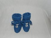Scarpette bimbi realizzate ad uncinetto in cotone 100% blu con dalmata 