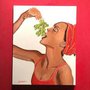 ritratto con colori acrilici "donna con l'uva"