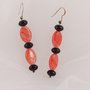 Orecchini in pista vitrea rosa e nero -earrings glass paste pink and black