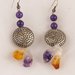 Orecchini in ametista viola, ametrina e dischi in argento fatti a mano - earrings in amethyst purple, ametryne and discs in handmade silver