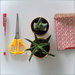 Vasetti per piante grasse in grès, decorate a mano con foglia oro e smalti ceramici, 2 pz
