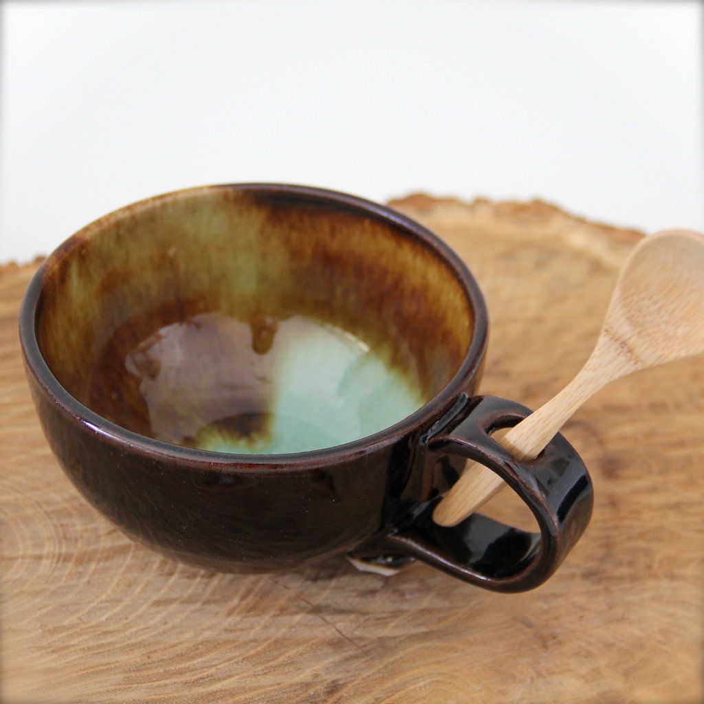 Tazza per colazione, caffelatte e thè, con foro portacucchiaio - Pe