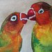 Uccelli pappagalli acquerello su carta, dipinto originale