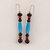 Orecchini in corallo rosso, pasta vitrea azzurra e nera - earrings in red coral, blue glass paste and black