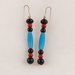 Orecchini in corallo rosso, pasta vitrea azzurra e nera - earrings in red coral, blue glass paste and black
