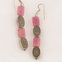 Orecchini in pasta vitrea rosa sfumata e ovali  in argento fatti a mano - Earrings glass paste faded pink and oval silver handmade.