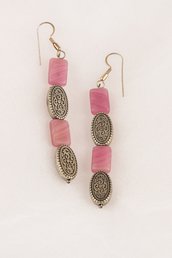 Orecchini in pasta vitrea rosa sfumata e ovali  in argento fatti a mano - Earrings glass paste faded pink and oval silver handmade.