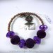 Bracciale Semirigido con perle a foro largo viola e perline in bronzo fatto a mano