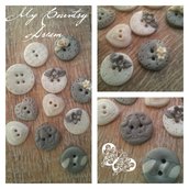 Bottoni Artigianali "Shabby Grey & Pearl"