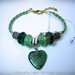 Bracciale in pelle intrecciata con murrina e perle a foro largo: Verde - HandMade