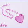 Collana cuore rosa in cuore in fimo cernit kawaii idea regalo bijoux