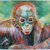 cucciolo orango acquerello, dipinto originale, arte 