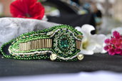Bracciale a fascia con cabochon Swarovski emerald
