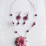Collana fiore  viola perle e agata