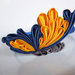 Farfalla  blu giallo kanzashi per cerchietto e fermacapelli