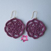 Orecchini Crochet Fiore Rosa
