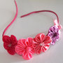 Braccialetto kanzashi colore fucsia rosa