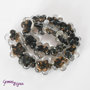 OFFERTA LAMPWORK: fila 17 fiori crystal nero, mm. 24x24x10