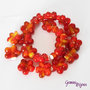 OFFERTA LAMPWORK: fila 19 fiori rosso giallo, mm. 24x24x10