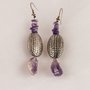 Orecchini con ametrina e ametista con ovali in argento fatti a mano - ametryne and amethyst earrings with oval silver handmade.