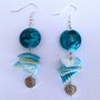 Orecchini estivi "Voglia di mare!" con perle e conchiglie azzurre