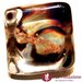 Anello Cubo Calcedonio ambra in vetro di Murano fatto a mano