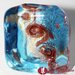 Anello Cubo Acquario Glaciale azzurro in vetro di Murano fatto a mano
