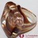 Anello Cubo Acquario Glaciale ambra in vetro di Murano fatto a mano