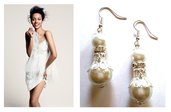 Orecchini "White silver pearl" con perle bianche ed elementi argentati
