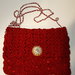 Borsa pochette borsello rosso uncinetto con tracolla romantica shabby chic