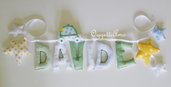 Davide: una ghirlanda di lettere imbottite per decorazioni in stoffa che decorano la sua cameretta!