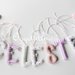 Celeste: una ghirlanda rosa per le lettere imbottite che decoreranno la sua cameretta!
