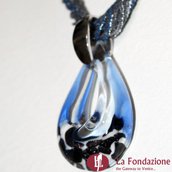 Collana Conteria  Avventurina Bassa  azzurra in vetro di Murano fatto a mano