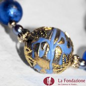 Collana Vetrata azzurra in vetro di Murano fatto a mano