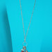 Collana "Key" con medaglione in vetro e strass, sfondo, charms e ciondoli - argento