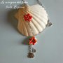 Collana stile marinaro con catena color argento ed elementi in fimo, stella marina rossa e salvagente 