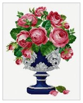 Roses in Silver Urn - Schema Punto Croce Rose in Vaso Argento - Ellen Maurer Stroh - EMS047A