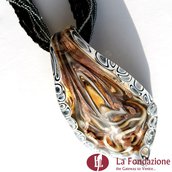 Collana Lingua Bordo Murrina  ambra in vetro di Murano fatto a mano
