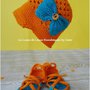 Cappellino a uncinetto con visiera  e sandali coordinati in cotone per neonata