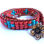 Bracciale cuoio 2 giri Chan Luu Style donna vetro Miyuki terracotta & turchese Wrap bracelet mychau