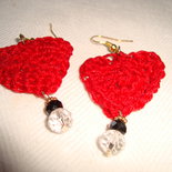 orecchini cuore pendenti rosso