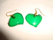 Orecchini cuore verde trasparenti