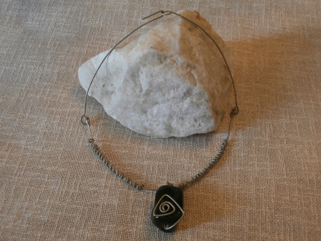 NicoWerk Collana Donna Argento 925, Sottile Con Ciondolo A Pietra Nera Lucida, Catena Regolabile 38,7-44 Cm - Eleganza Discreta SKE701