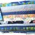 Set 2 tovagliette americane patchwork multicolore a righe turchese, blu, azzurro,  con tovagliolo in tinta