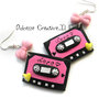 Orecchini Musicassette - Anni 80 - Kawaii, handmade-  Love - PAstel Goth