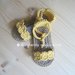 Scarpine sandali bimba in puro cotone giallo vaniglia fatti a mano -- uncinetto