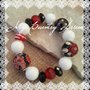 Bracciale elastico "Bianco, nero e rosso"