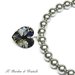 Bracciale con perle grigie e cuore di cristallo Swarovski nero argento fatto a mano - Primula